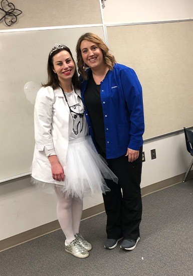 Dr. Arrington dressed as tooth fairy and hygienist