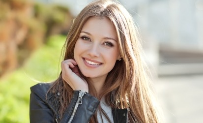 beautiful woman smiling outside